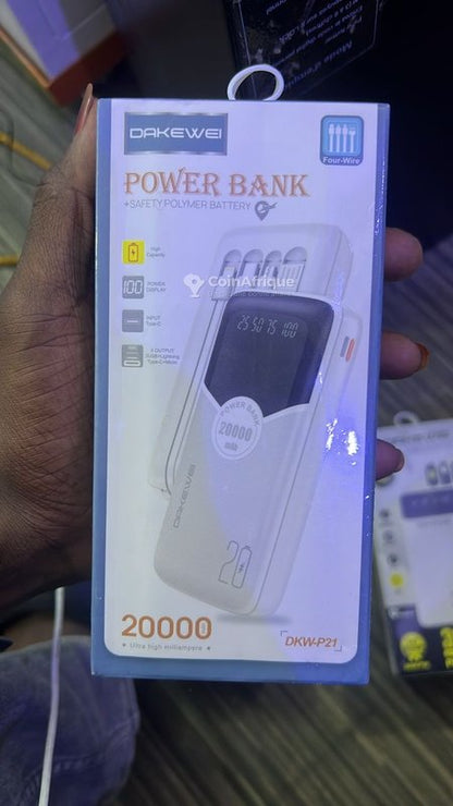 Power Bank DAKEWEI 20000mAh – Puissance Forte et Durable